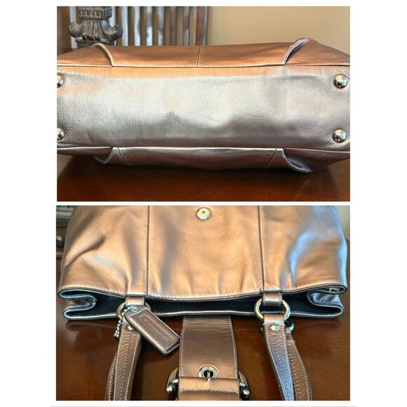 COACH - Lg. Soho East/West Tote Shoulder Bag in Metallic Bronze Leather. F18751 - Picture 6 of 13